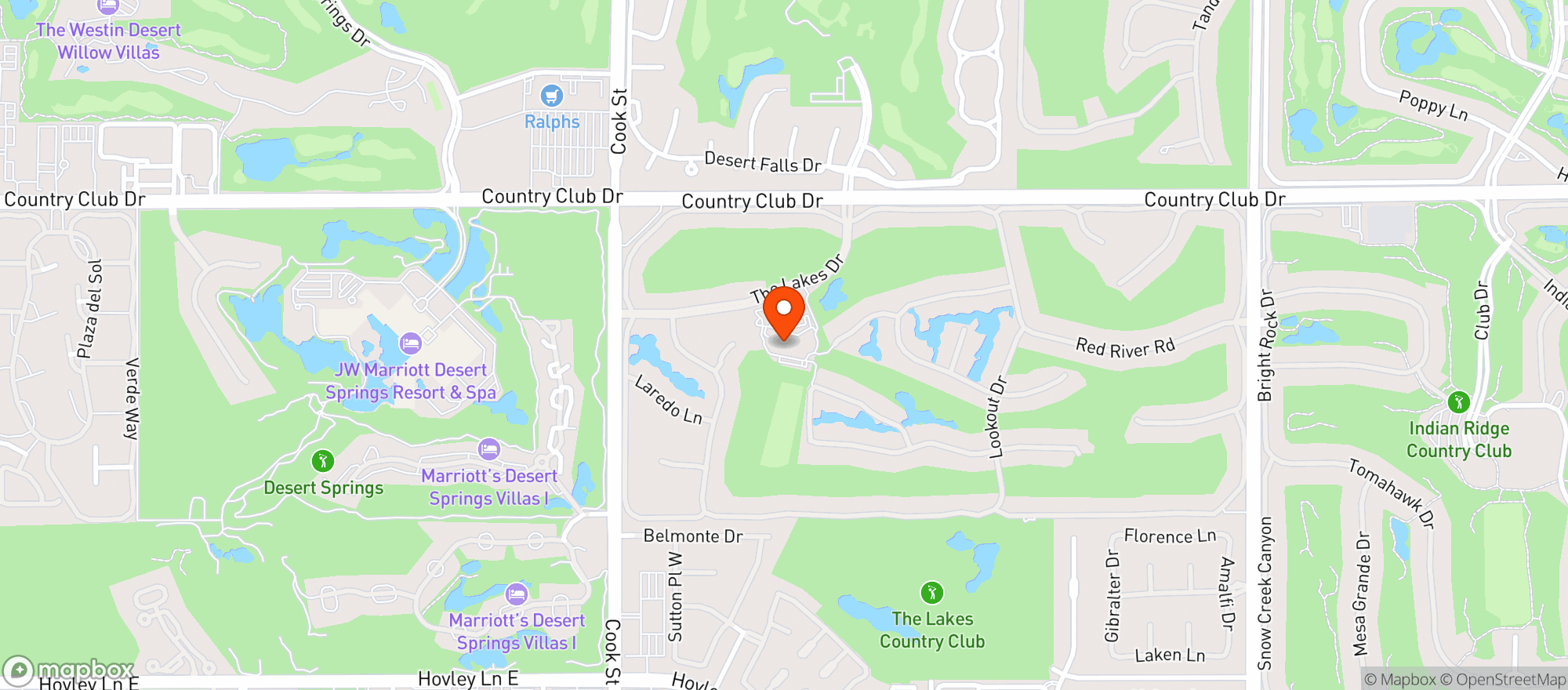 Map showing Lakes Country Club Association