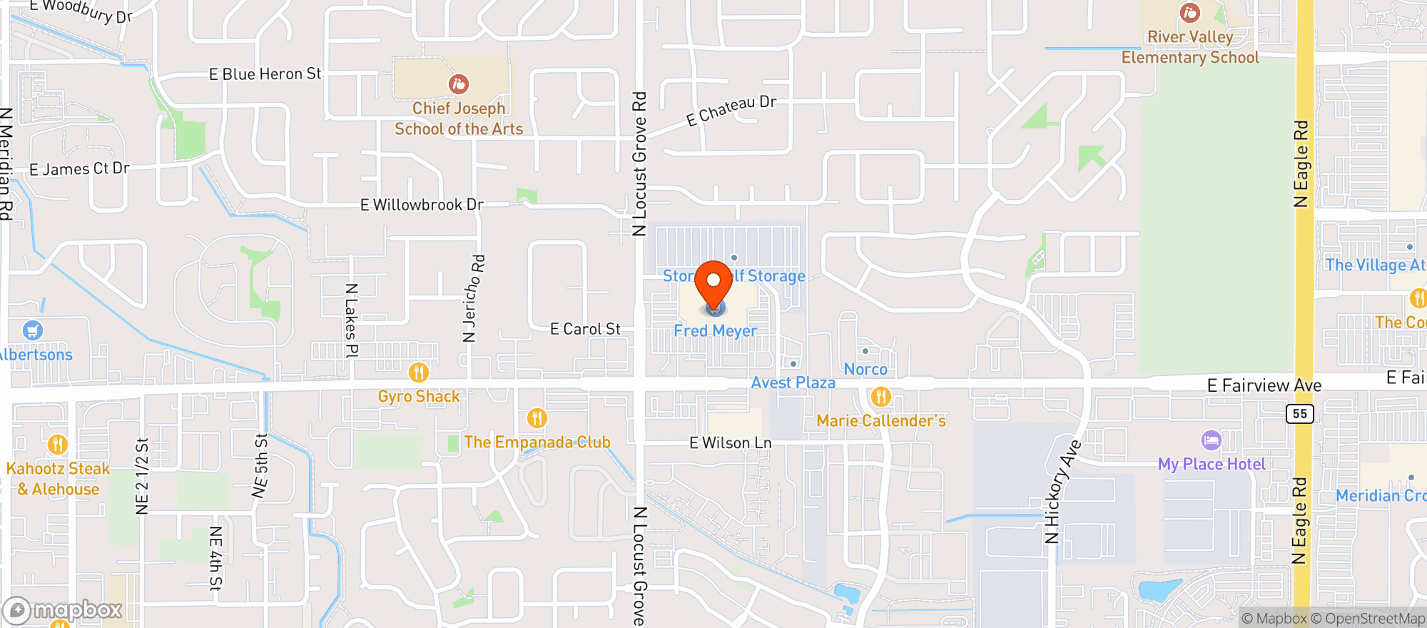 Map showing Fred Meyer