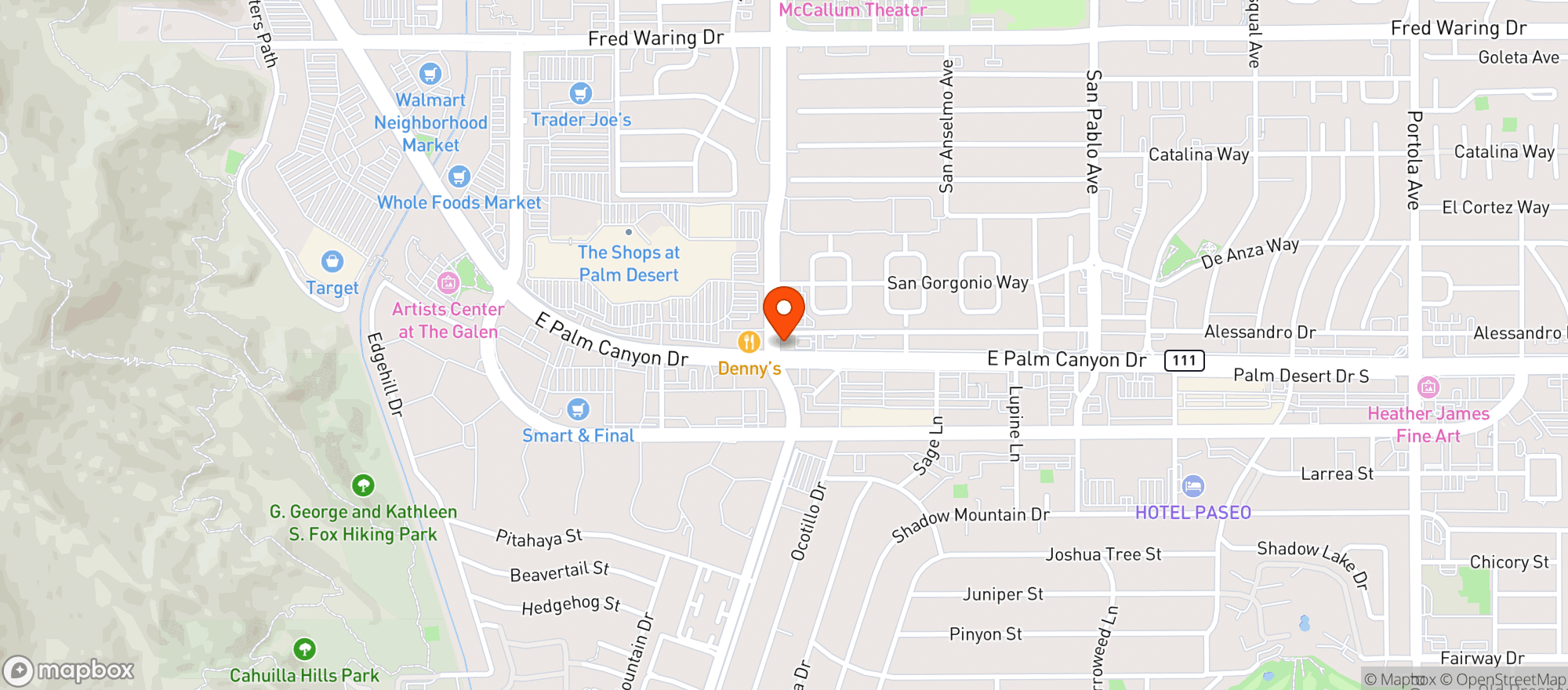 Map showing Mike's Smoke Shop& Vape In Palm Desert