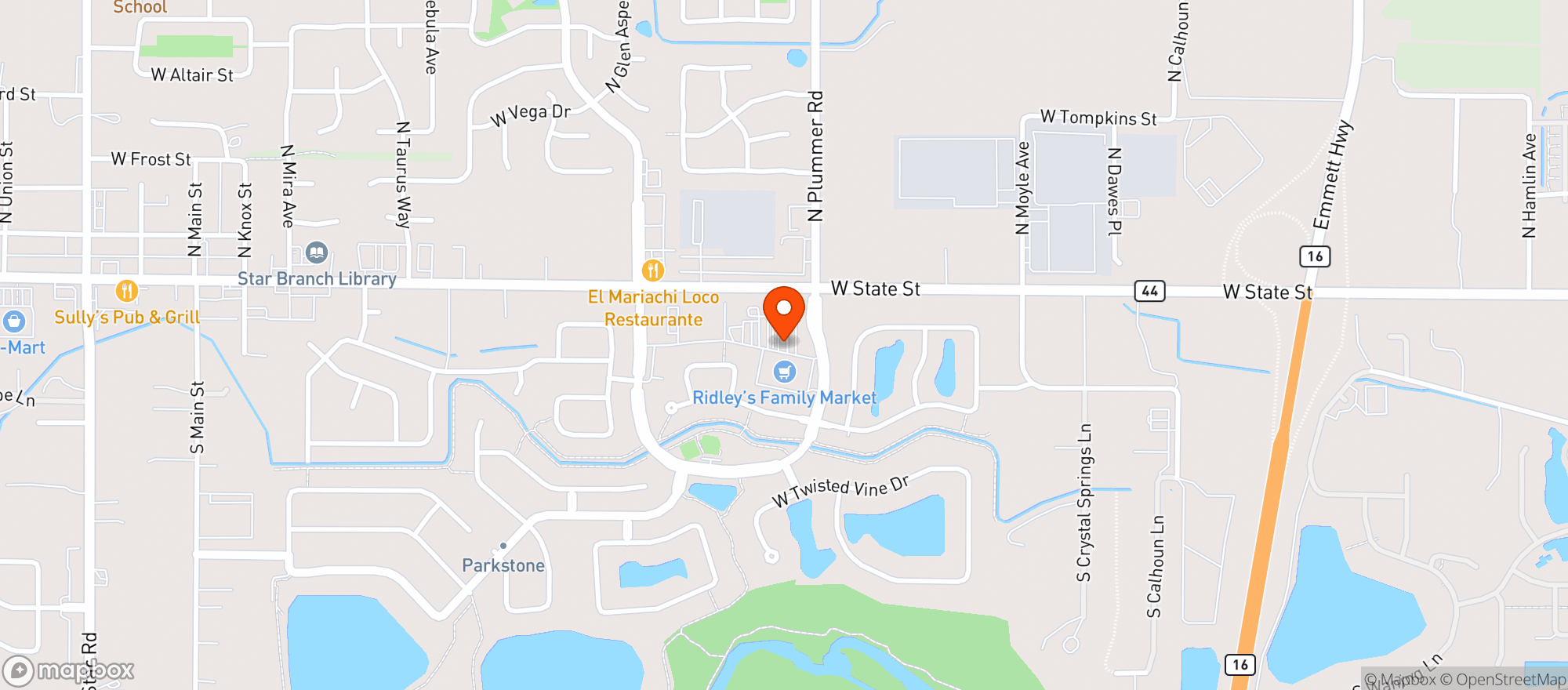 Map showing Ridleys Family Markets (Star) - 00100020602