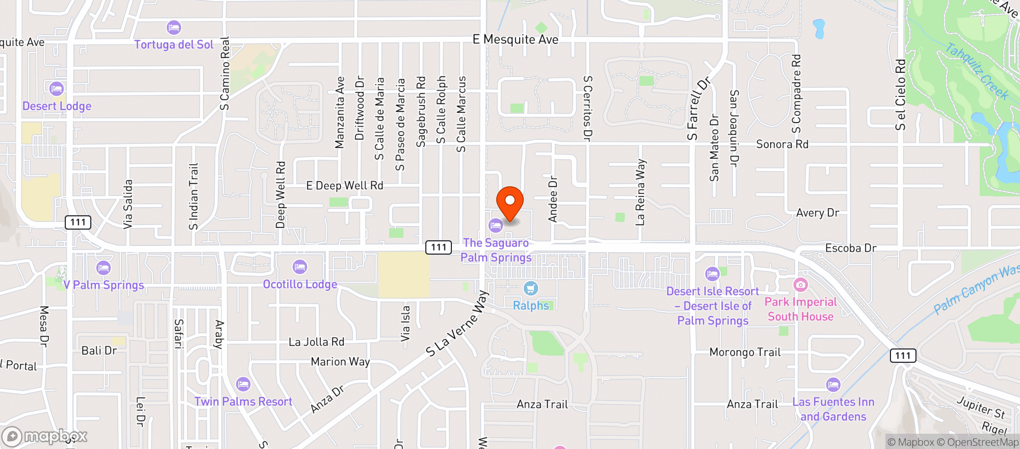 Map showing Hotel Saguaro