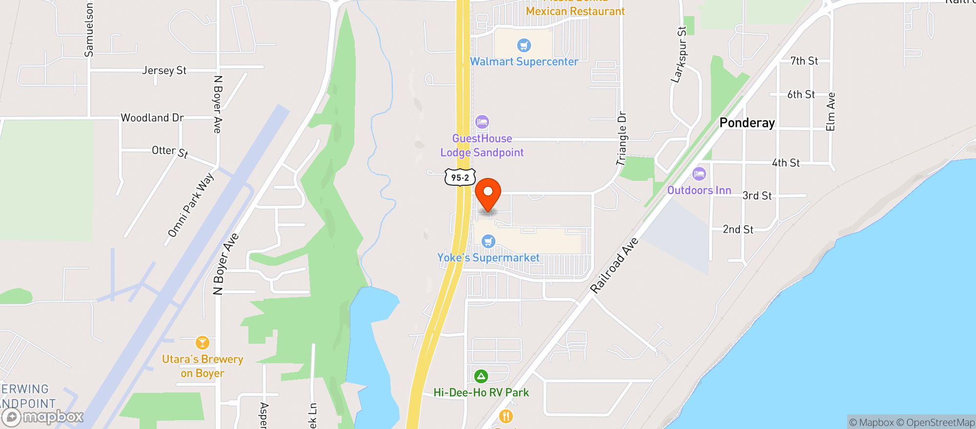 Map showing Yokes Fresh Markets - Ponderay (9645)