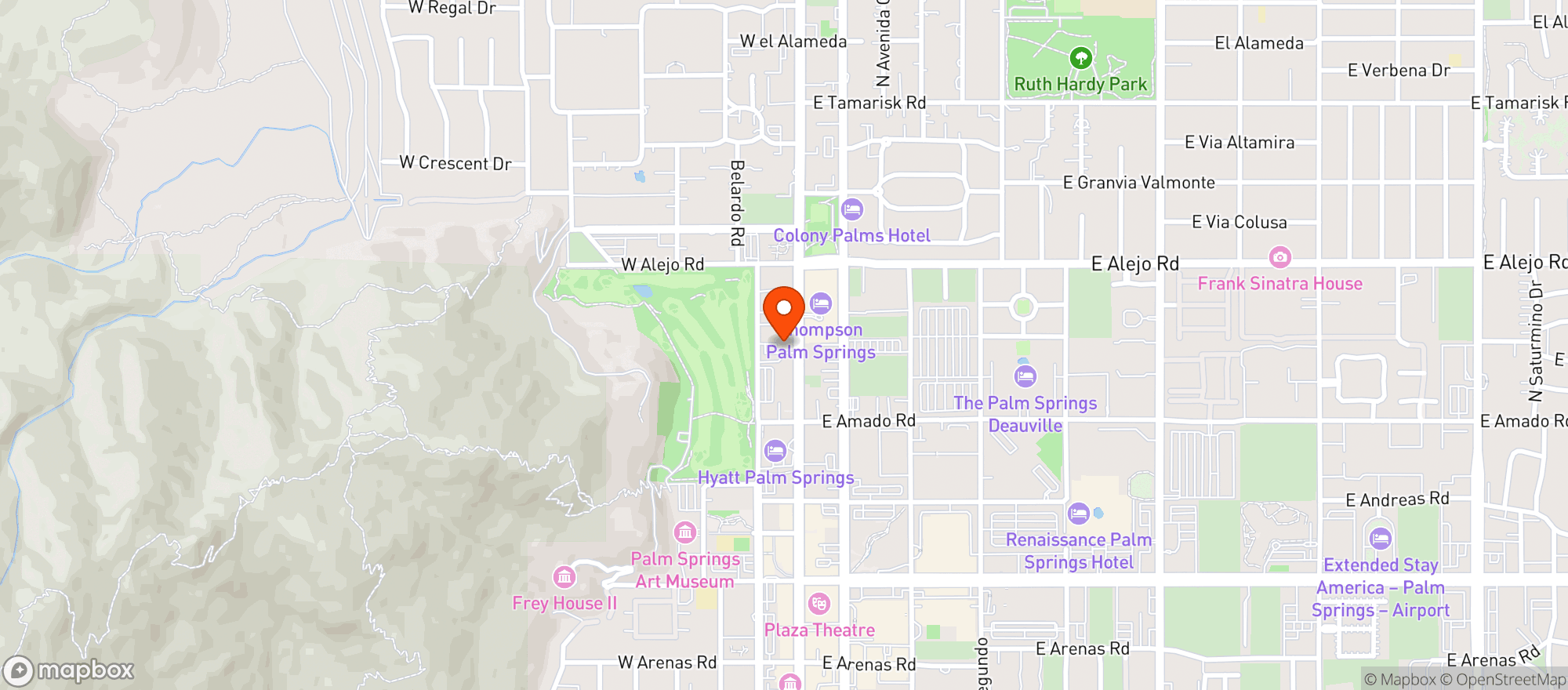Map showing Ohana Cannabis - Palm Springs