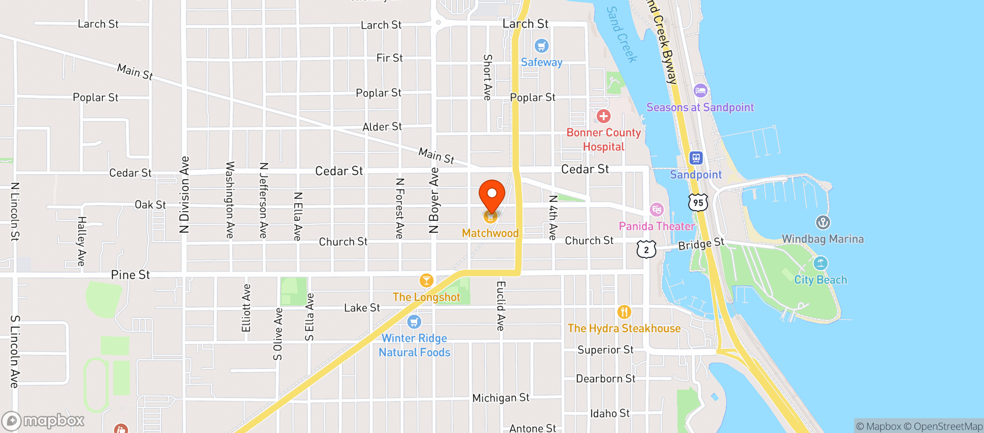 Map showing Matchwood Brewing Co Eatery