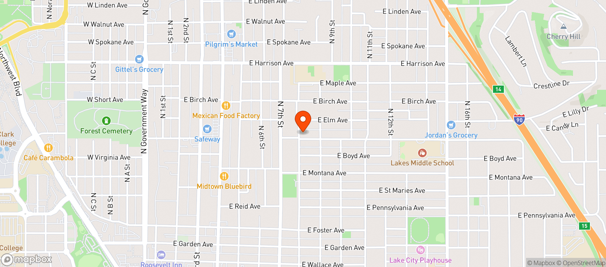 Map showing Back Pocket Bakery