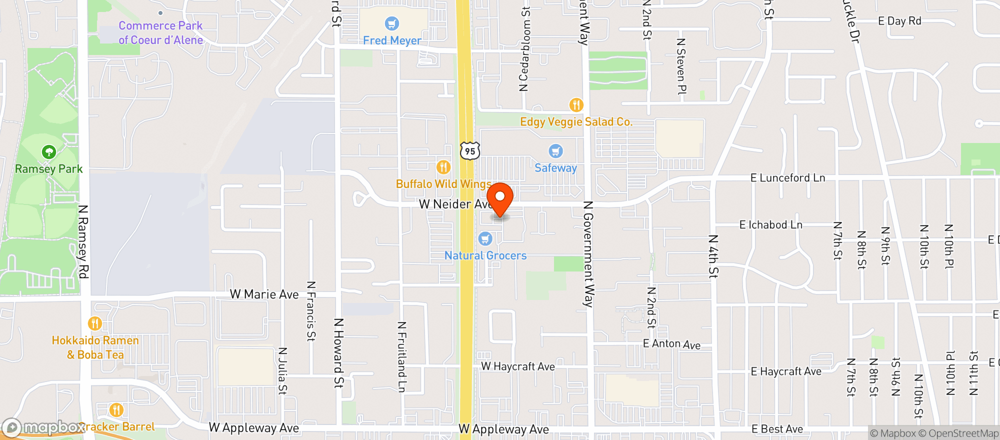 Map showing Natural Grocers by Vitamin Cottage - Natural Grocers by VC_Coeur d Alene (CD) - 00530082