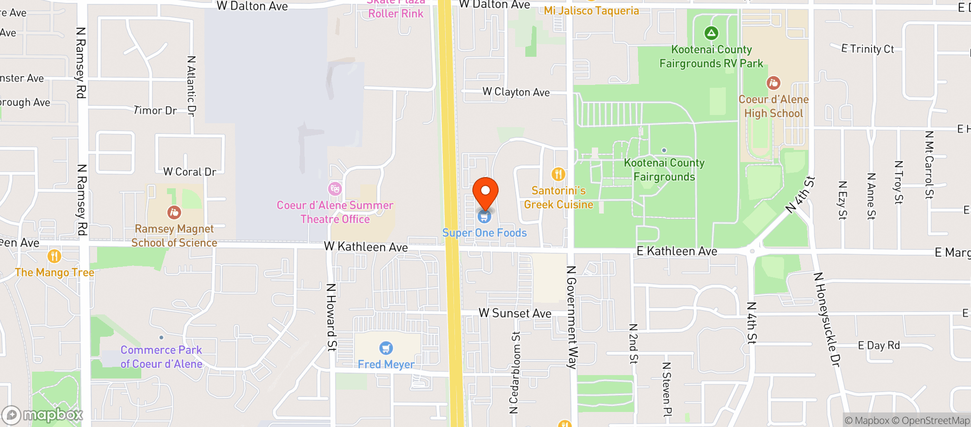 Map showing Super 1 - Kathleen Ave