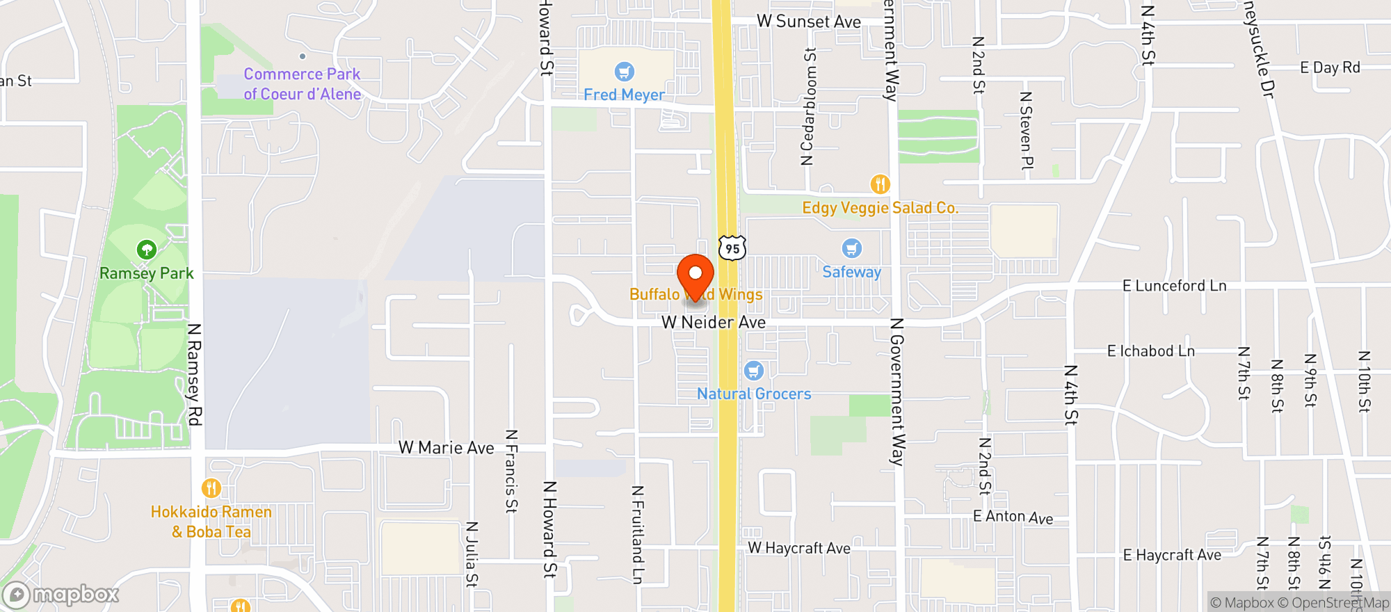 Map showing Vitamin Shoppe - Coeur D' Alene