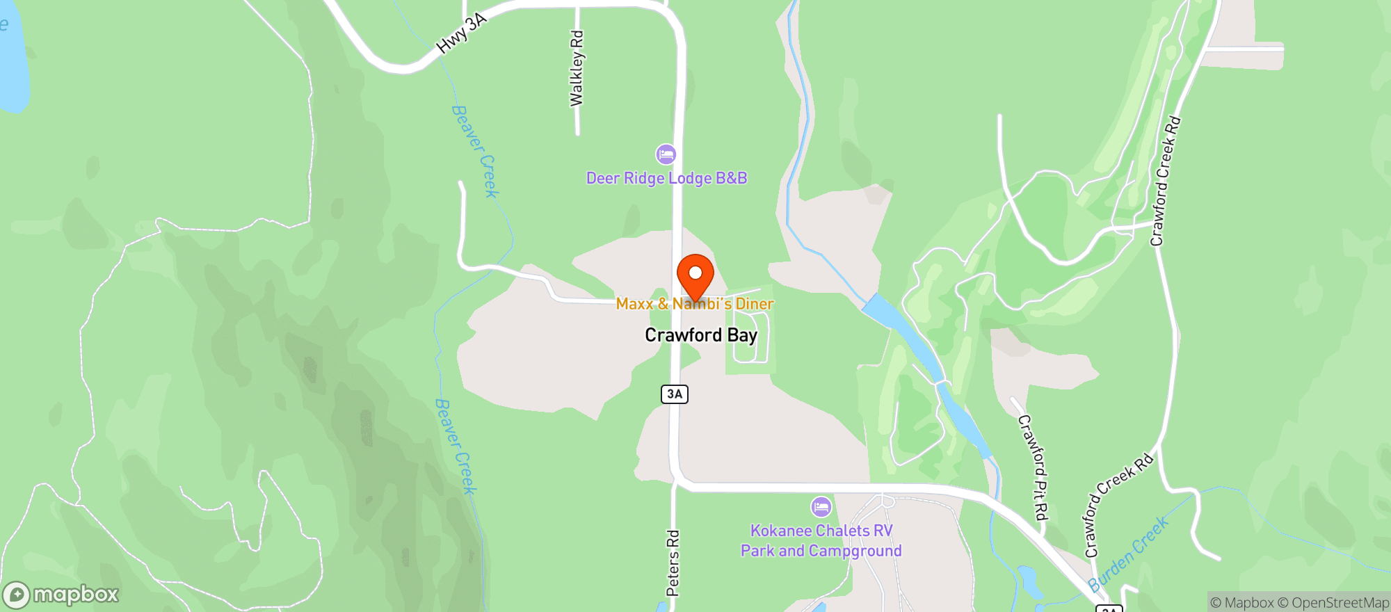 Map showing Crawford Bay Store