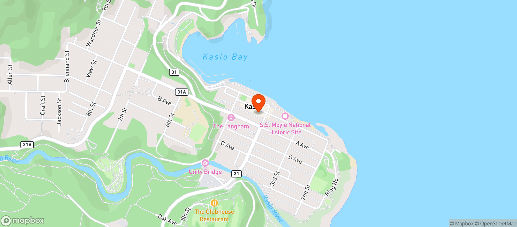 Map showing Kaslo Front Street Market