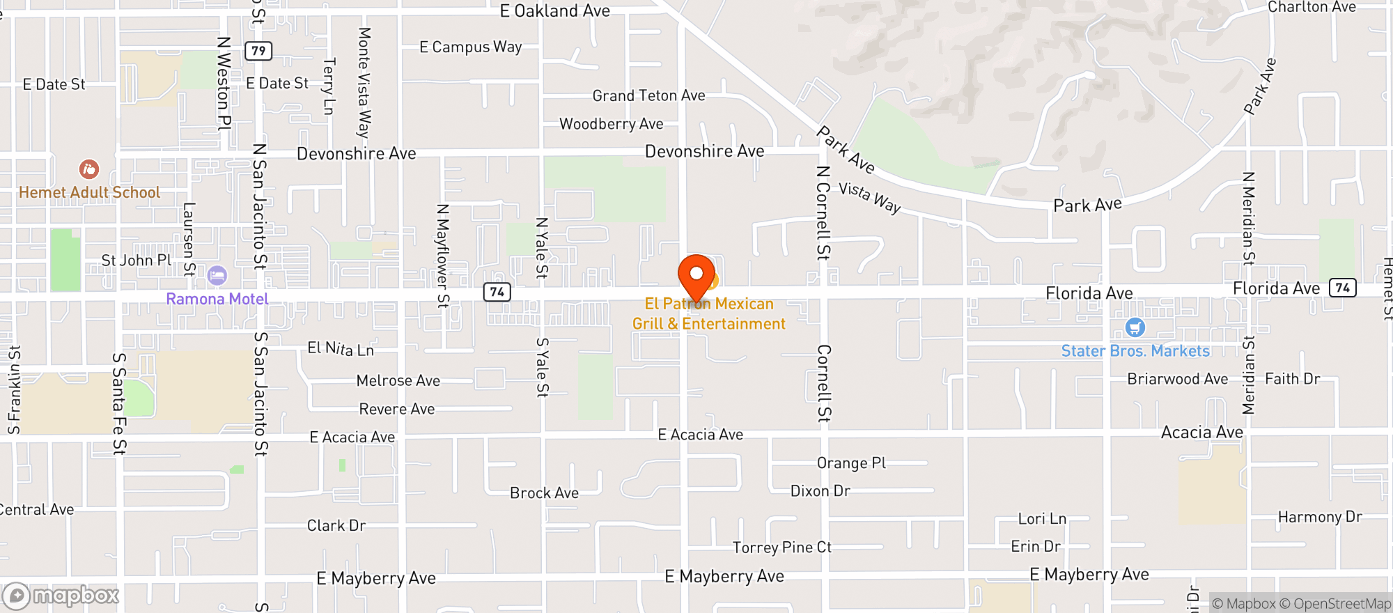 Map showing Paradise Express-Florida Ave