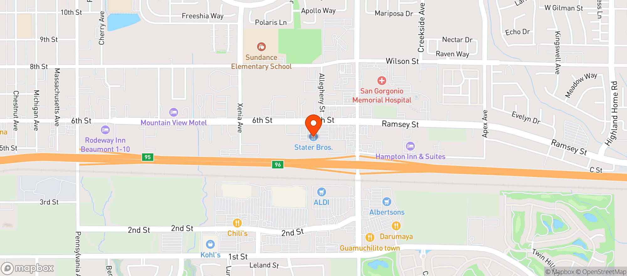 Map showing Stater Bros Markets #86