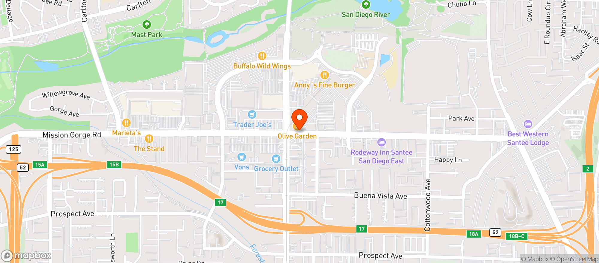 Map showing Target - Santee