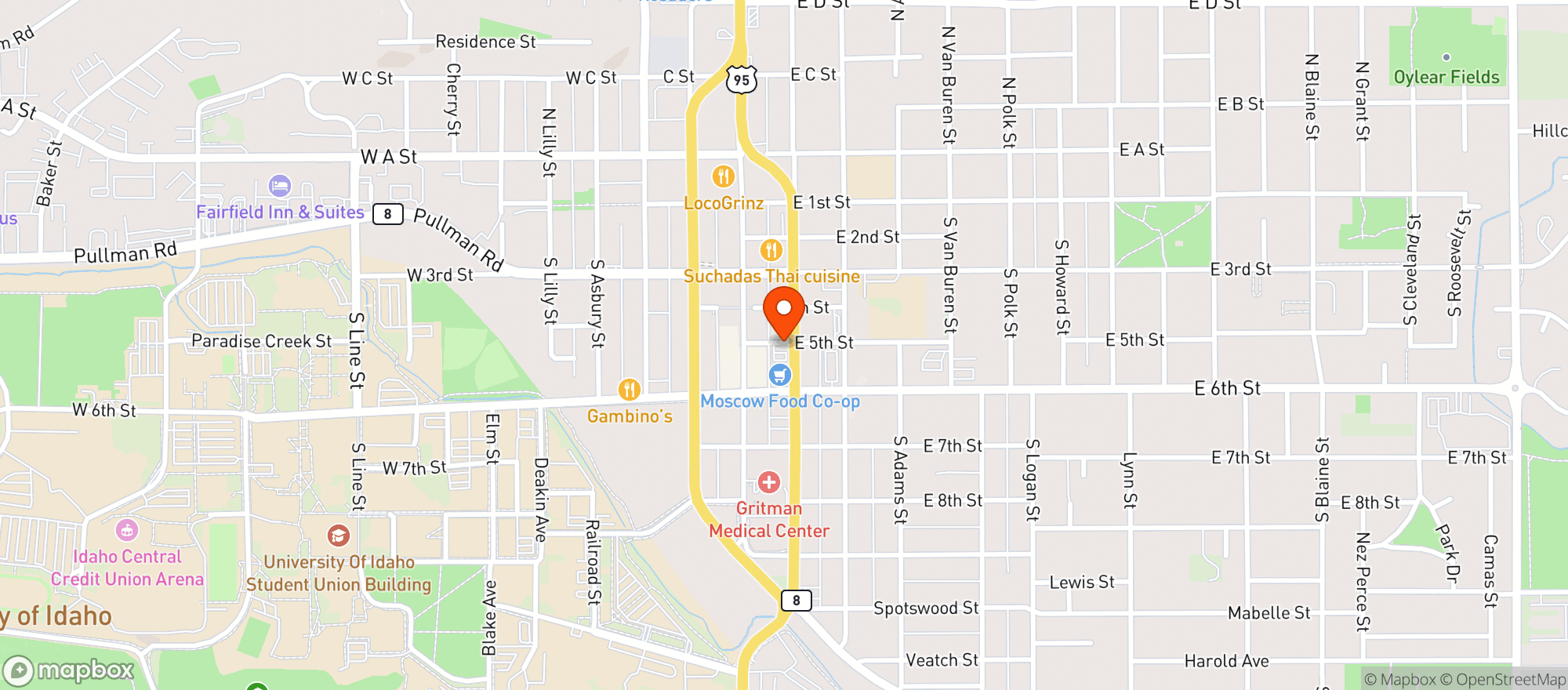 Map showing Moscow Food Co Op