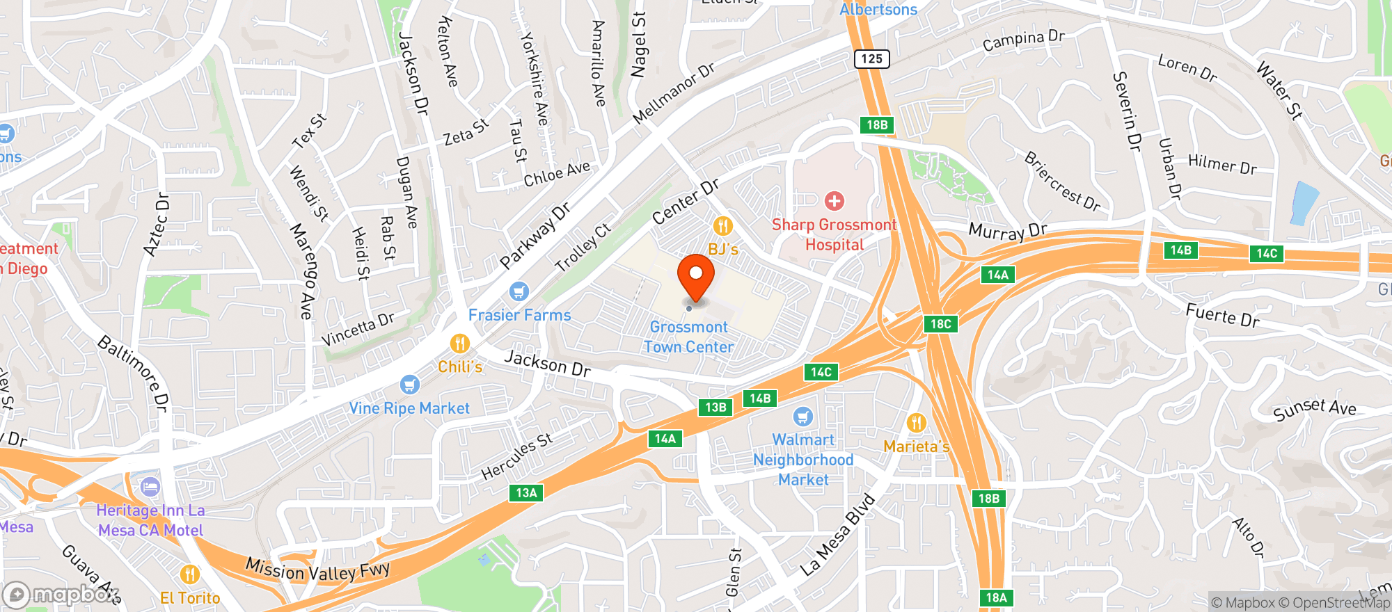 Map showing Vitamin Shoppe - La Mesa