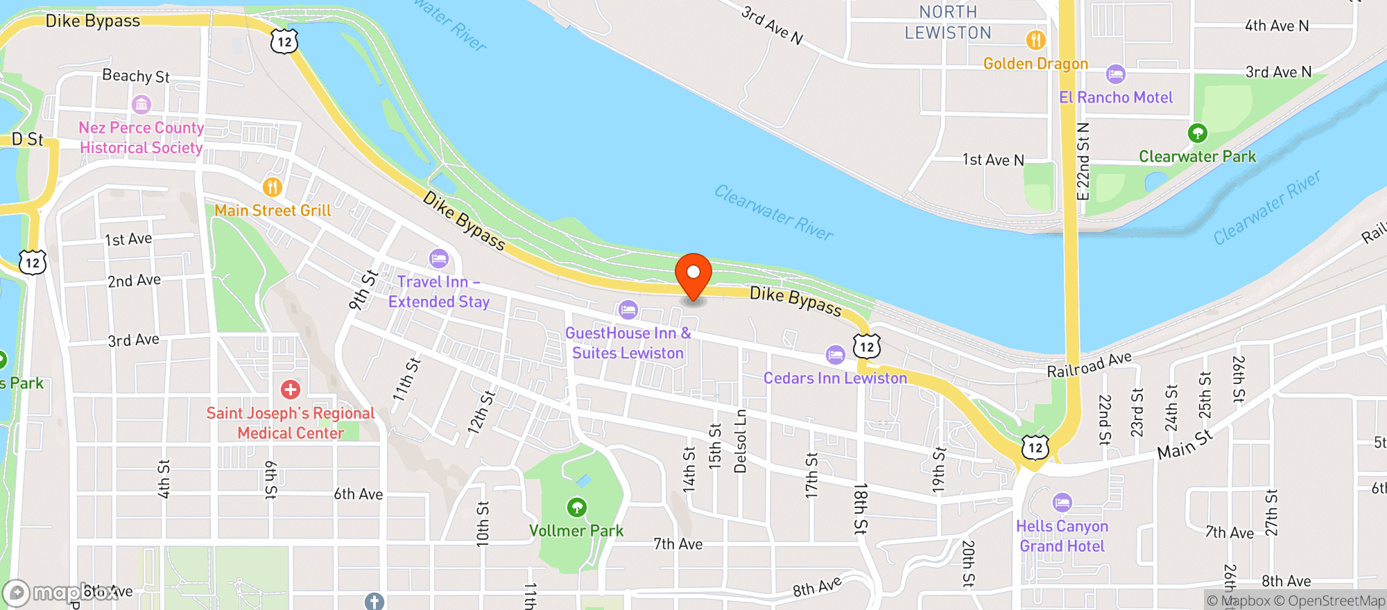Map showing Mystic Cafe