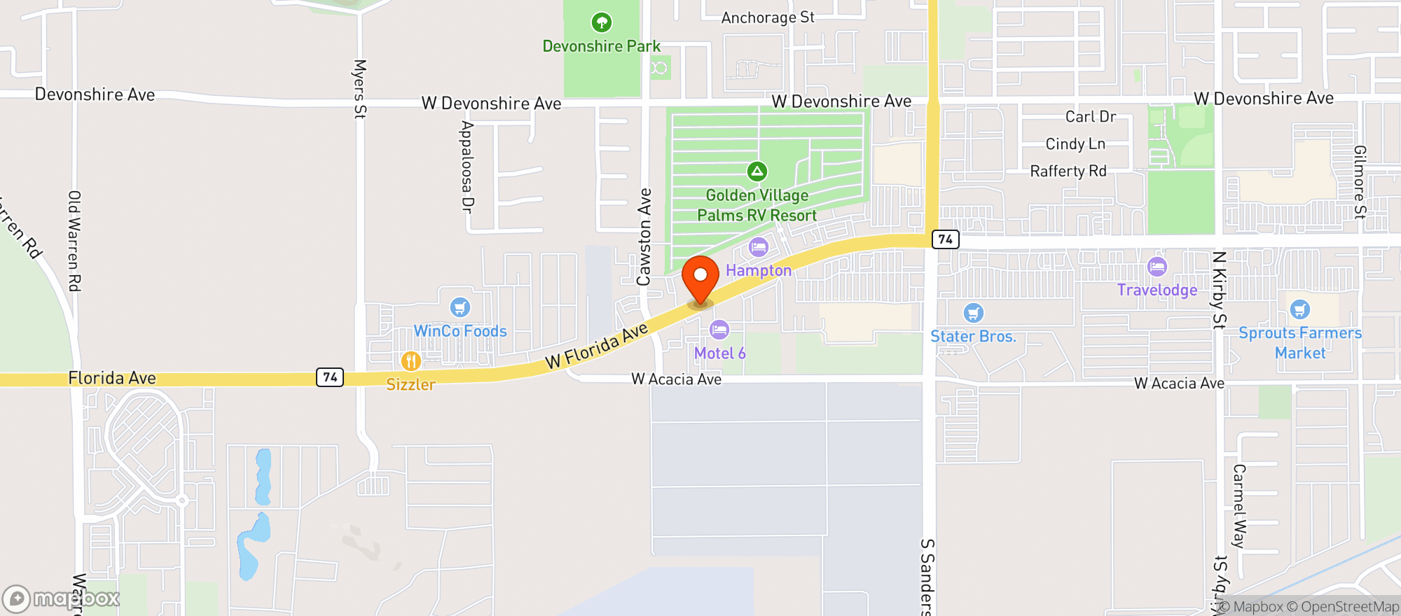 Map showing Los Vaqueros Mexican Grill