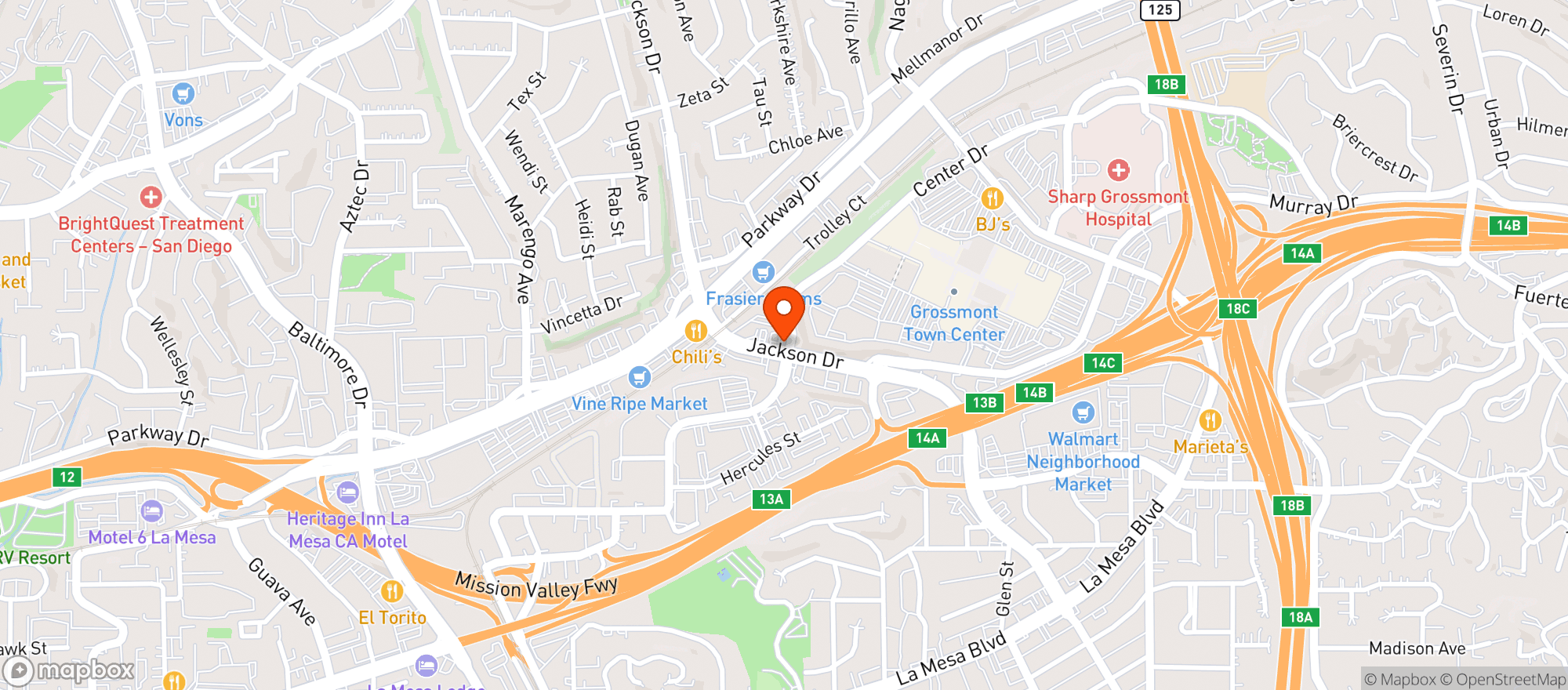 Map showing BevMo