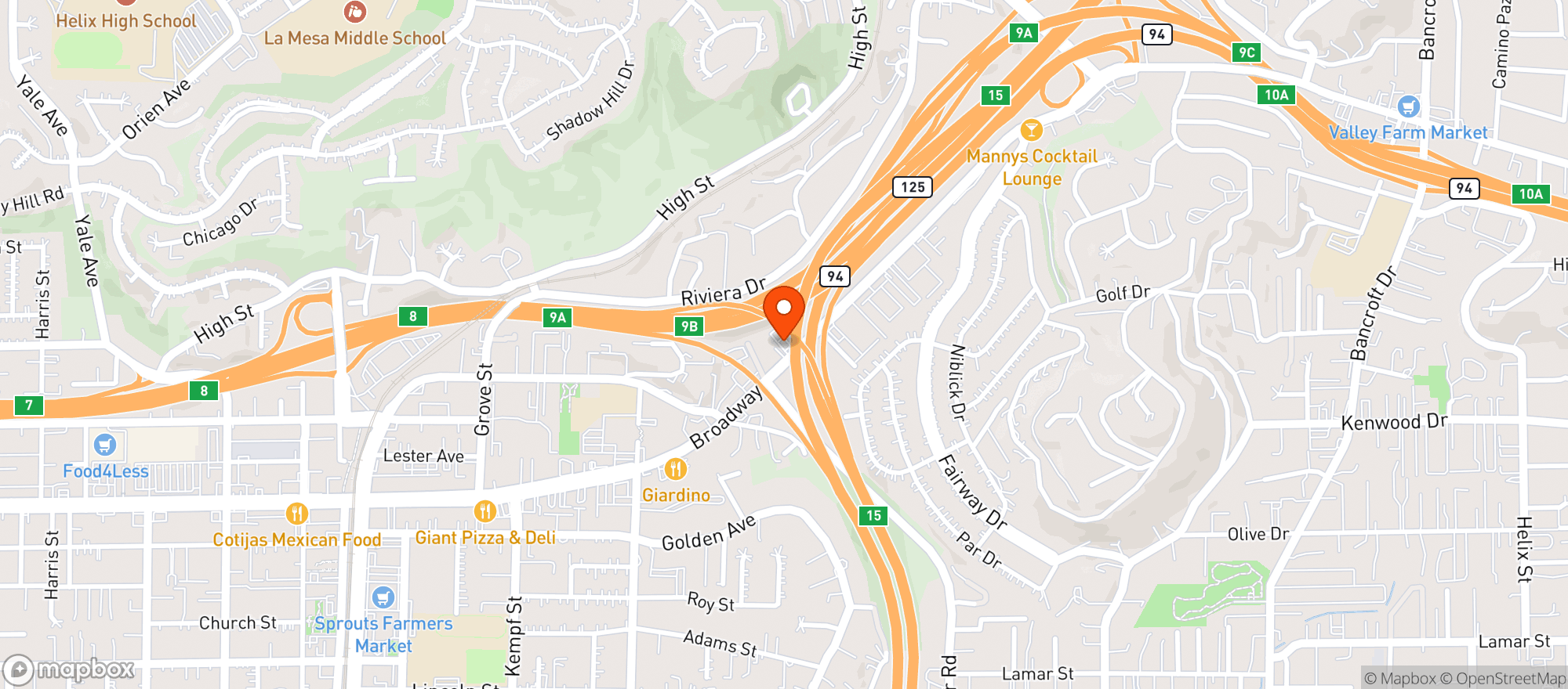 Map showing Buzz Cannabis - Lemon Grove