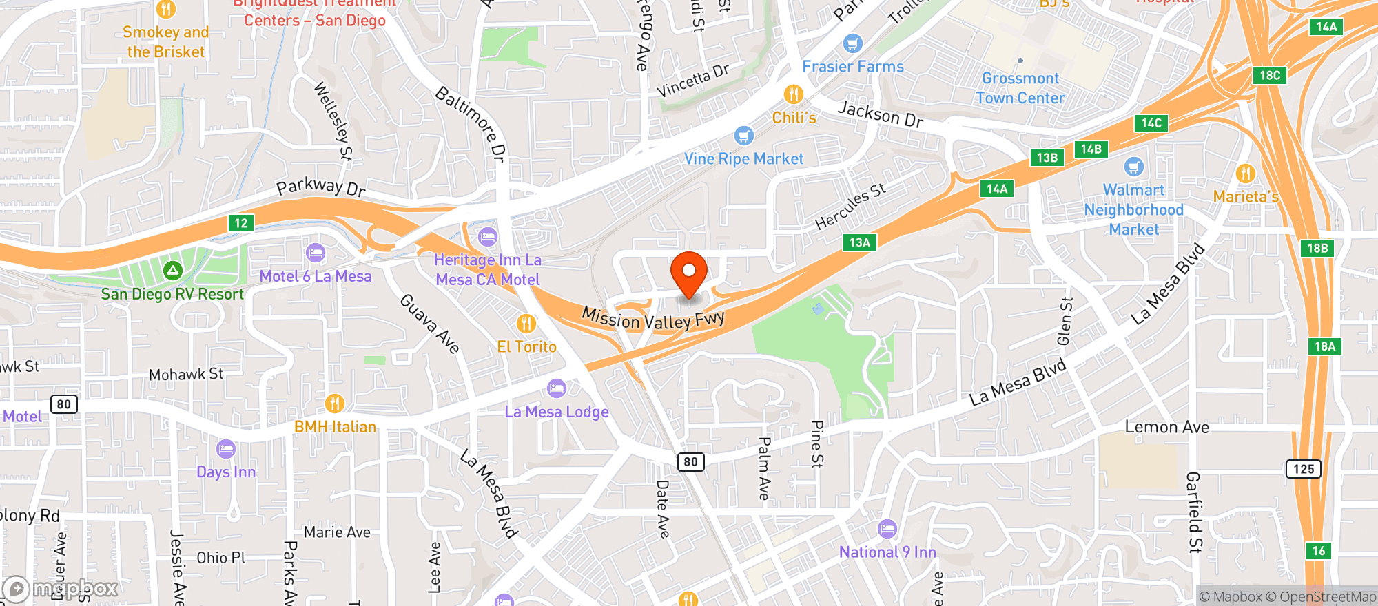 Map showing The Grove La Mesa, Inc. - Medicinal