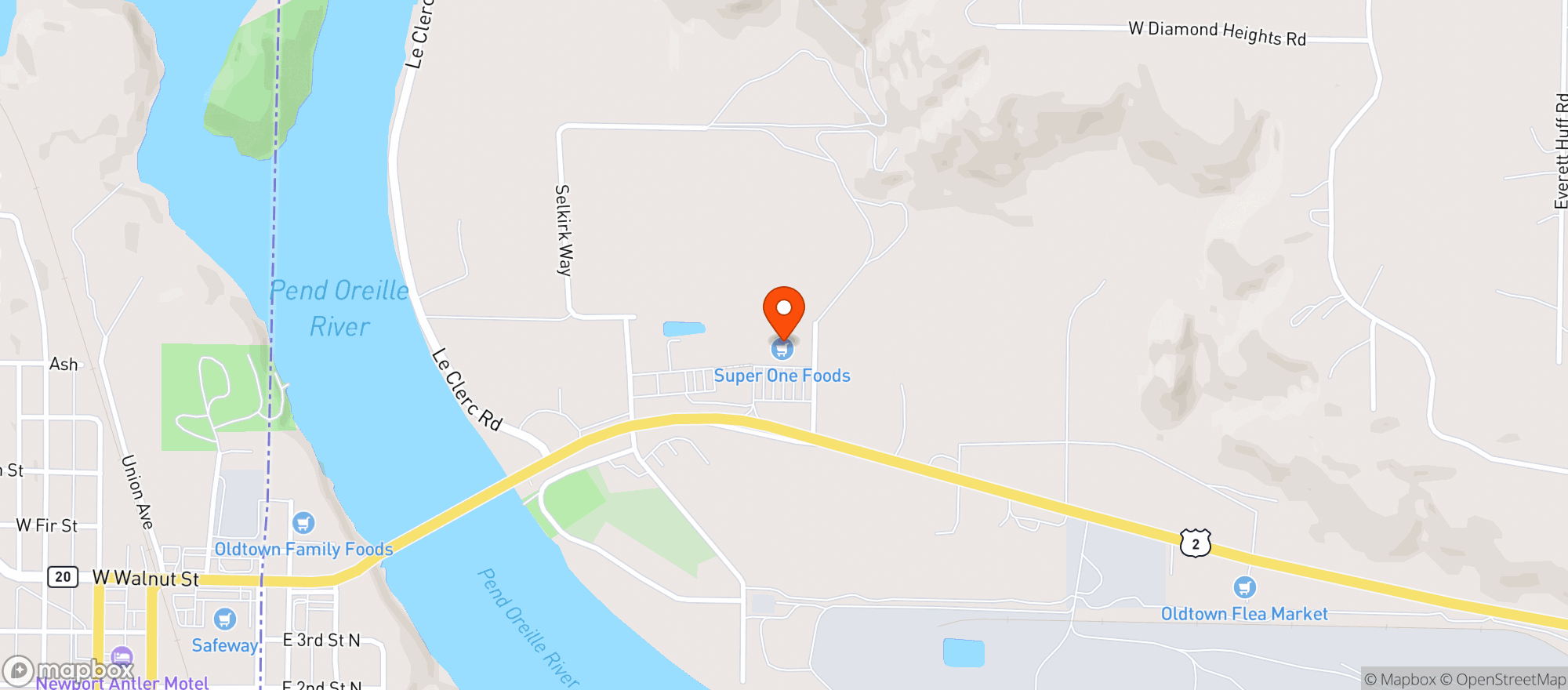 Map showing Super 1 Oldtown