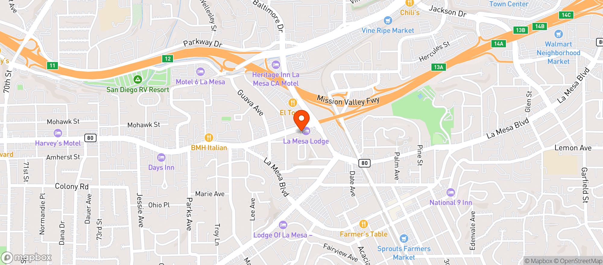 Map showing Cookies Trp - La Mesa