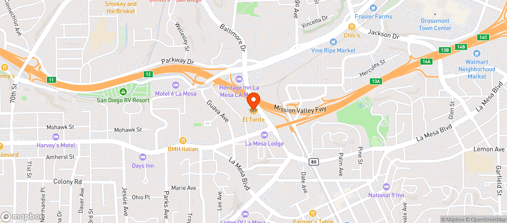 Map showing El Torito #7082