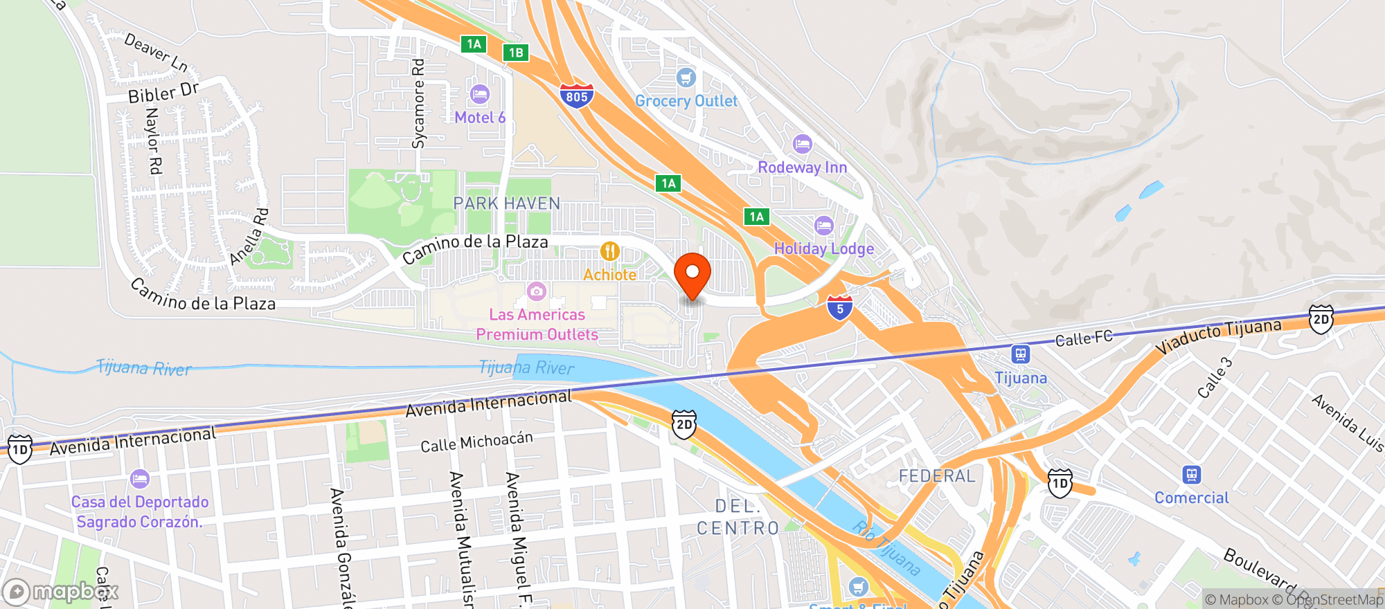 Map showing Off The Charts - San Ysidro