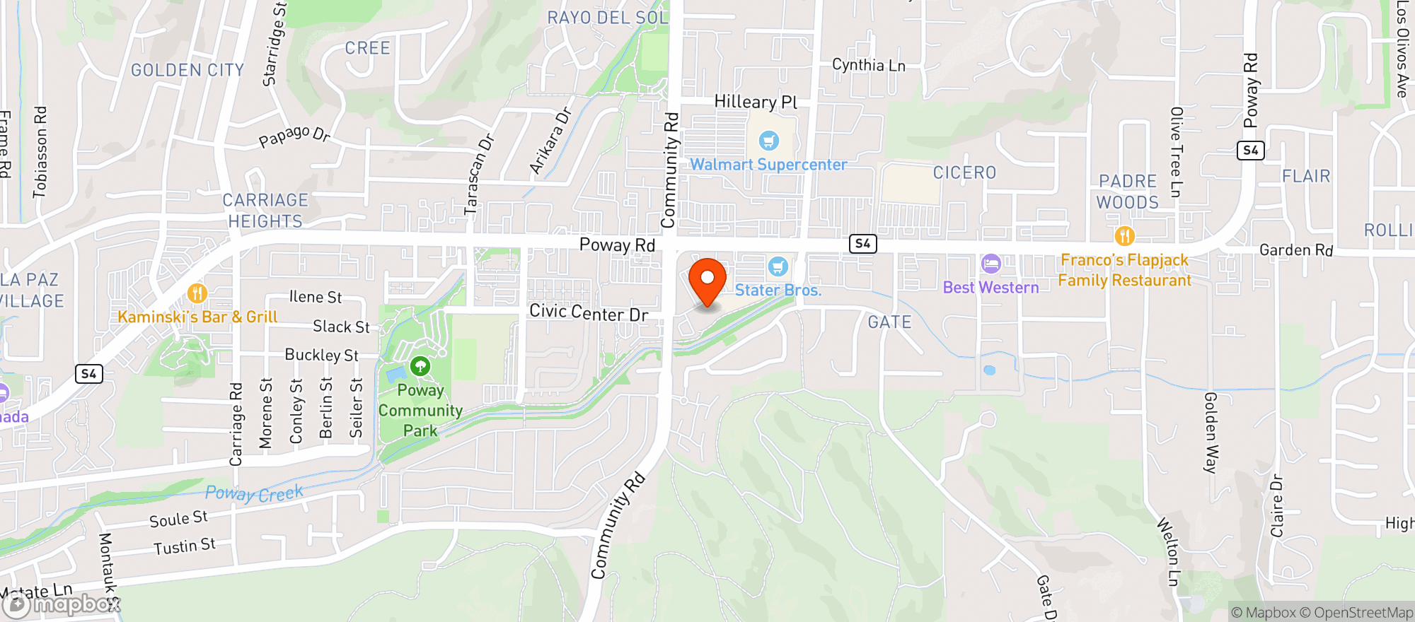 Map showing Board & Brew