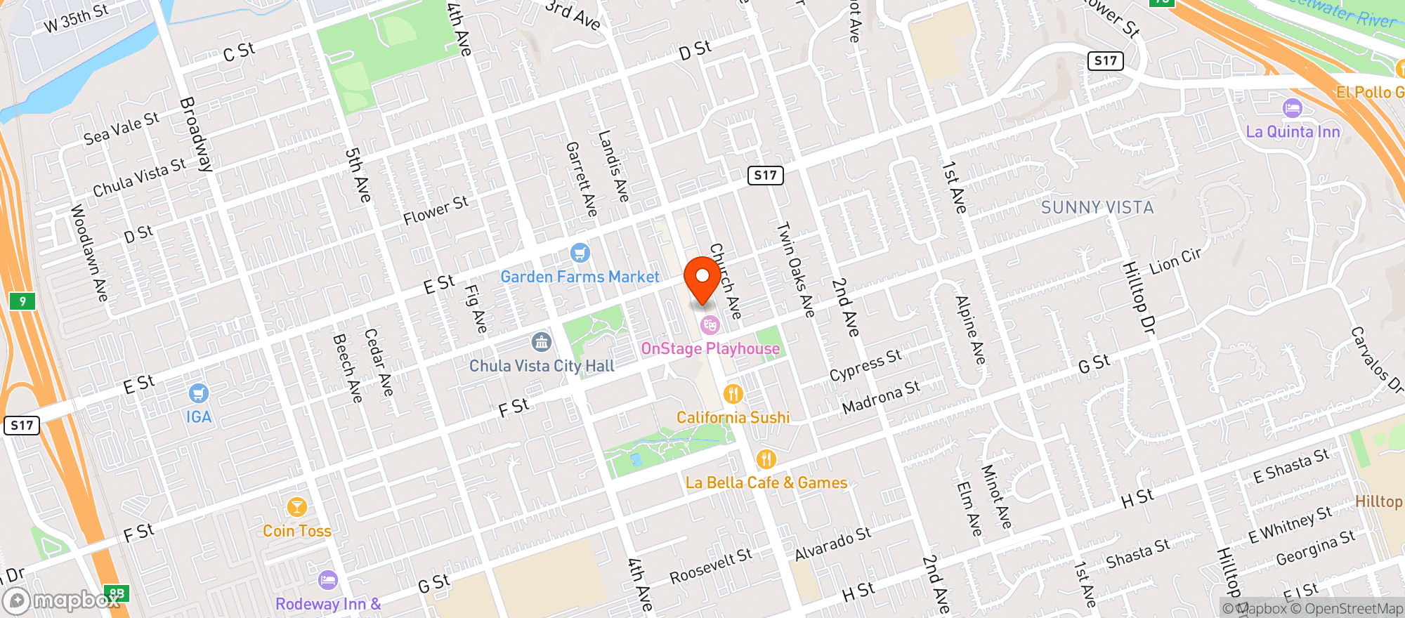 Map showing La Nacional