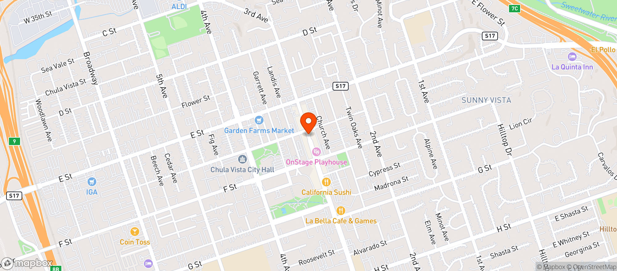 Map showing Groundswell Brewing - Chula Vista