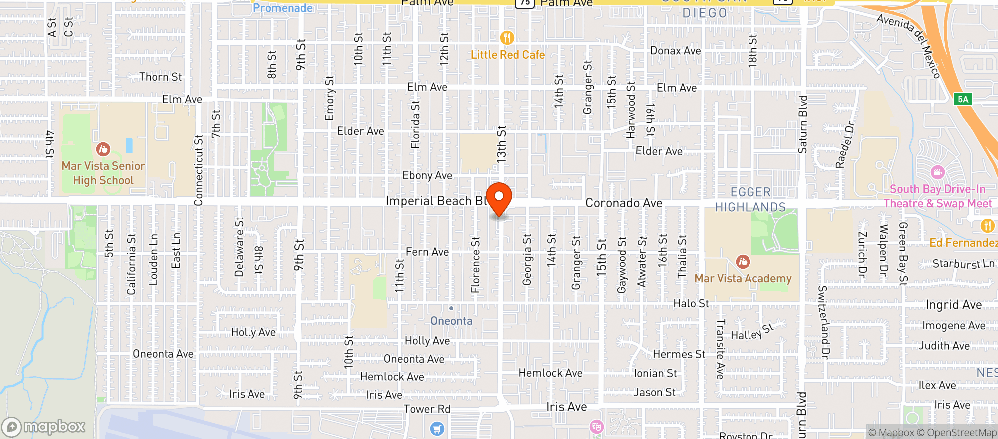 Map showing 13th Street Market