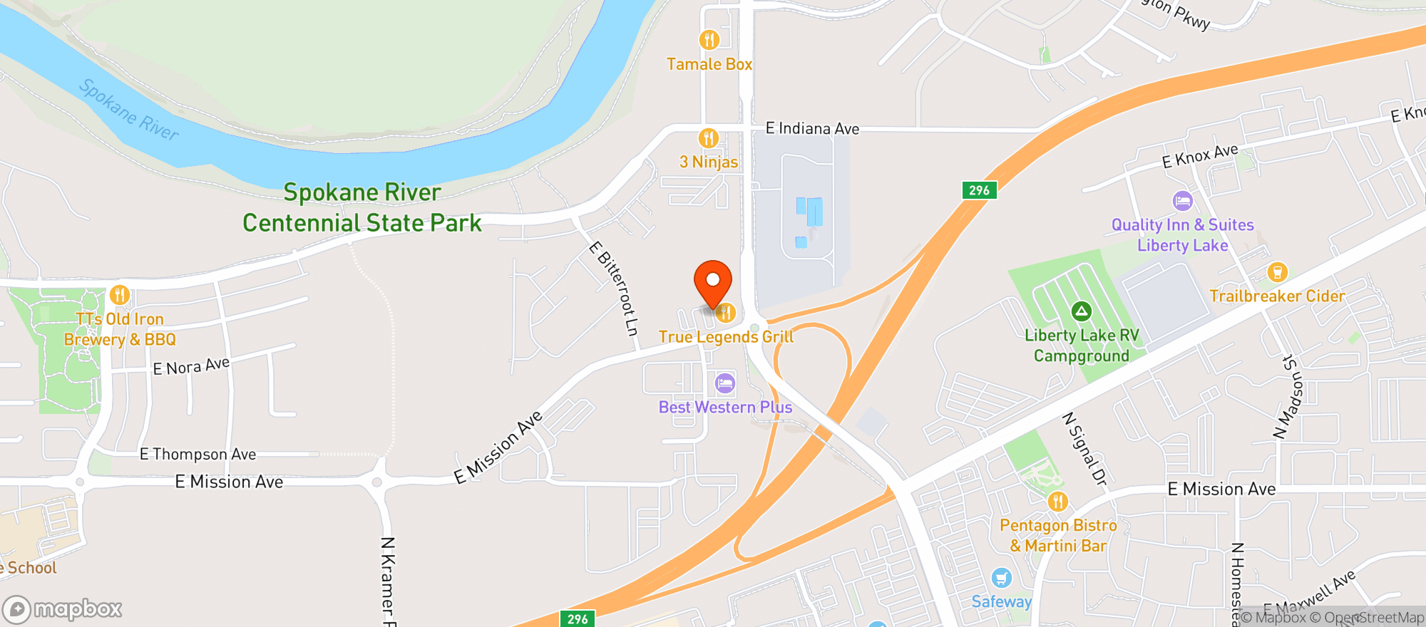 Map showing True Legends Grill