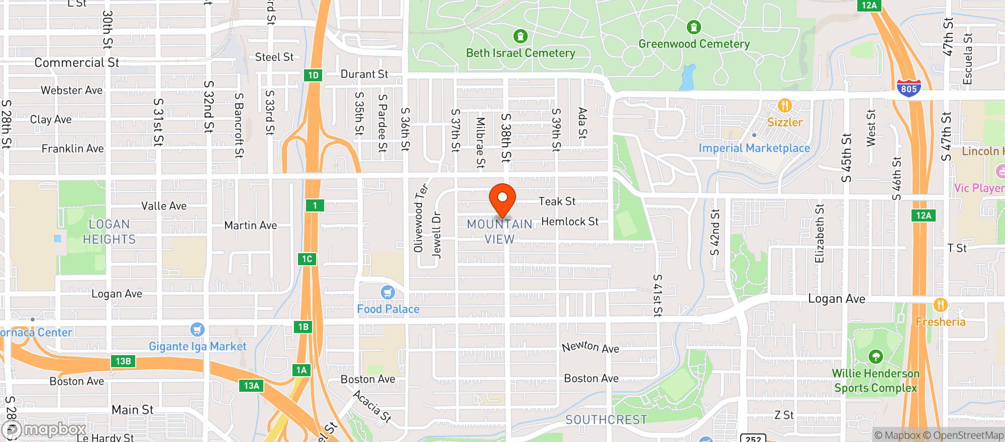 Map showing CHUCKS MARKET