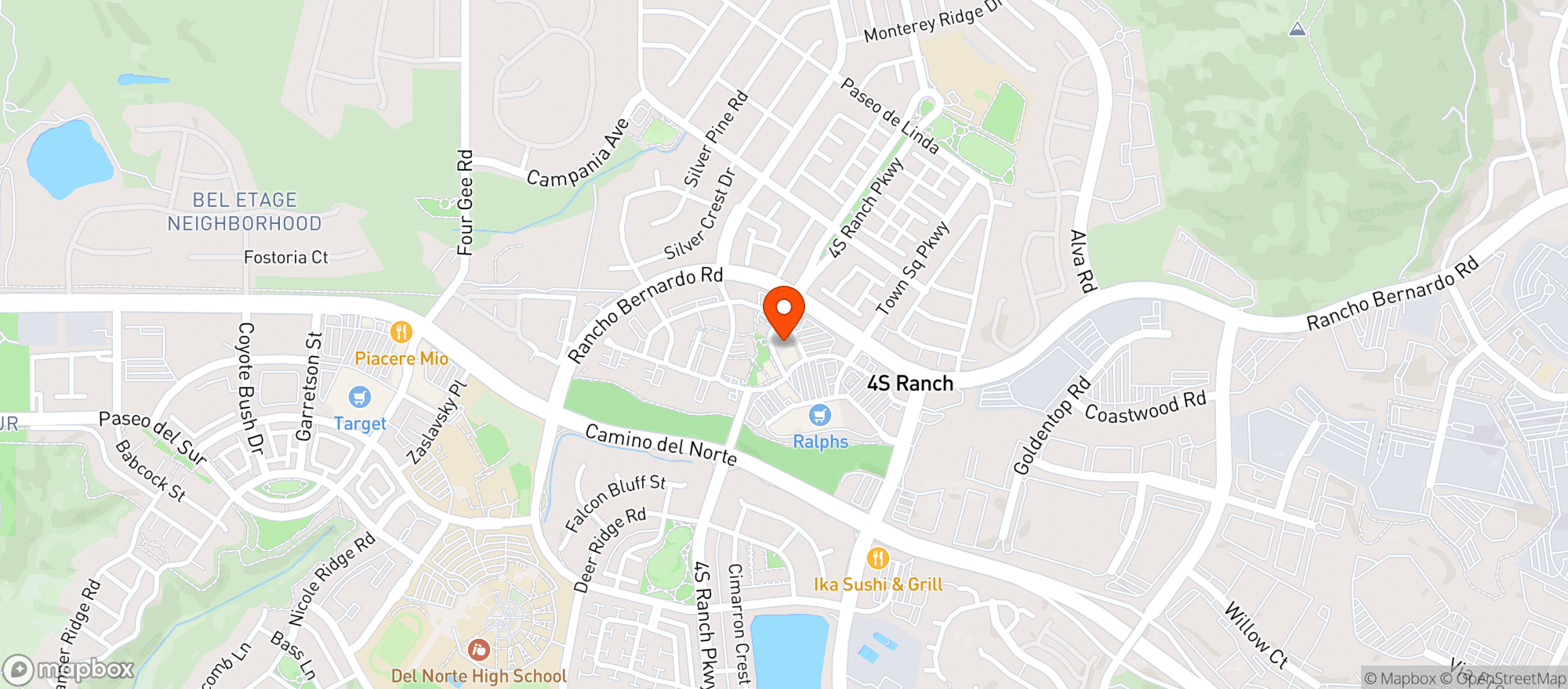 Map showing World Market Rancho Bernardo
