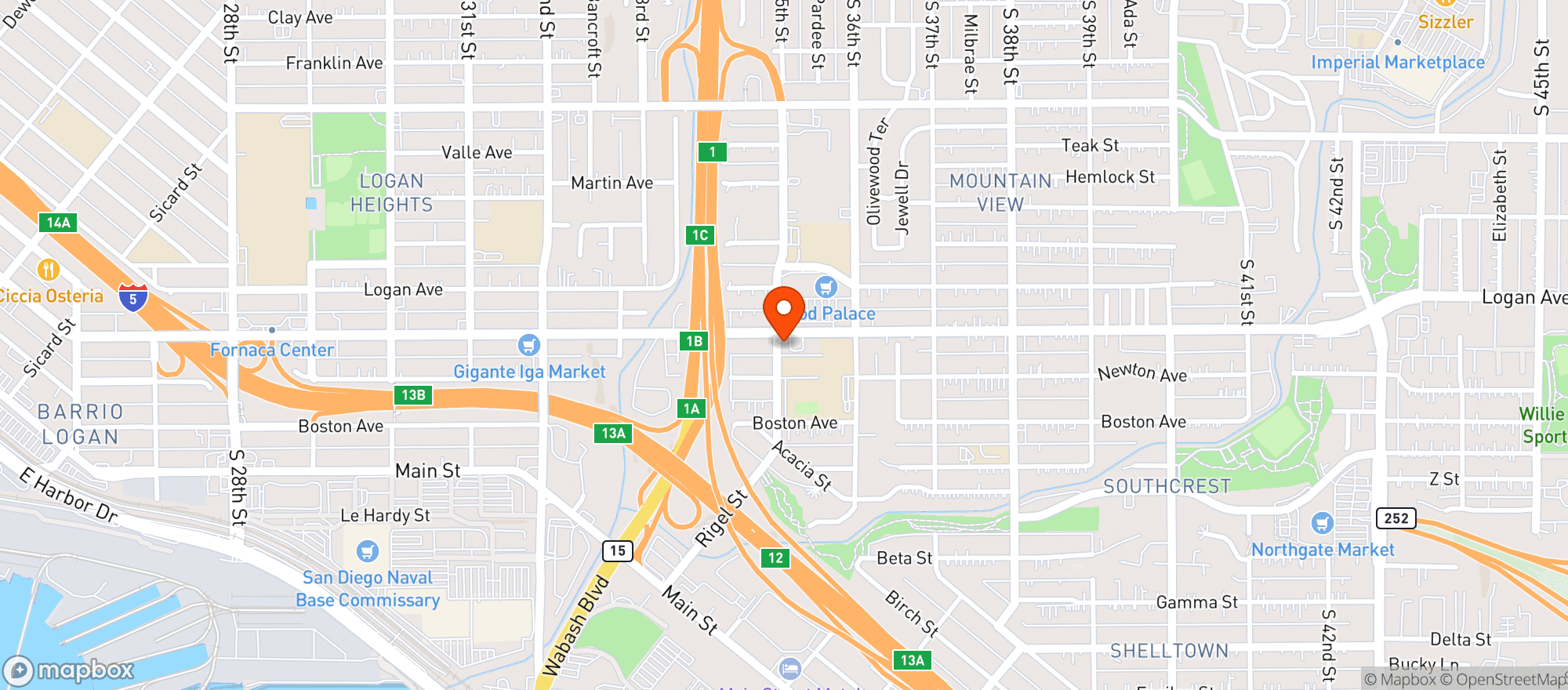 Map showing NEIGHBORHOOD FARMS MARKET