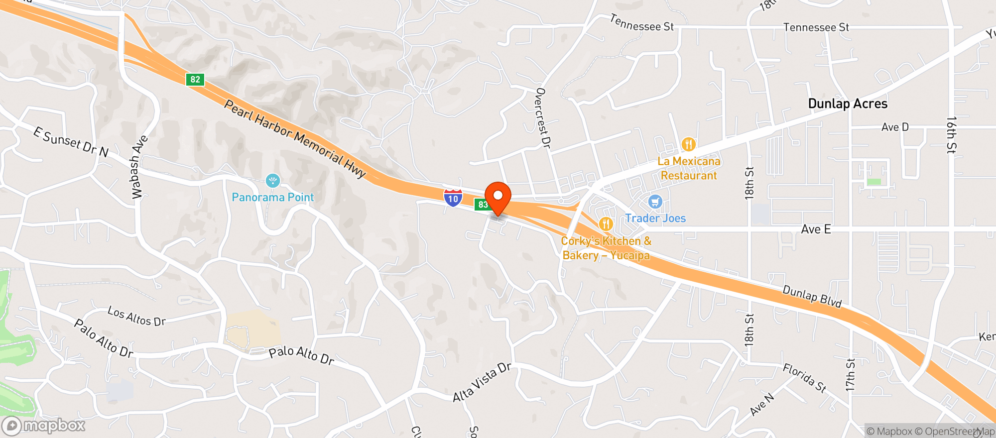 Map showing Yucaipa Pizza & Billiards