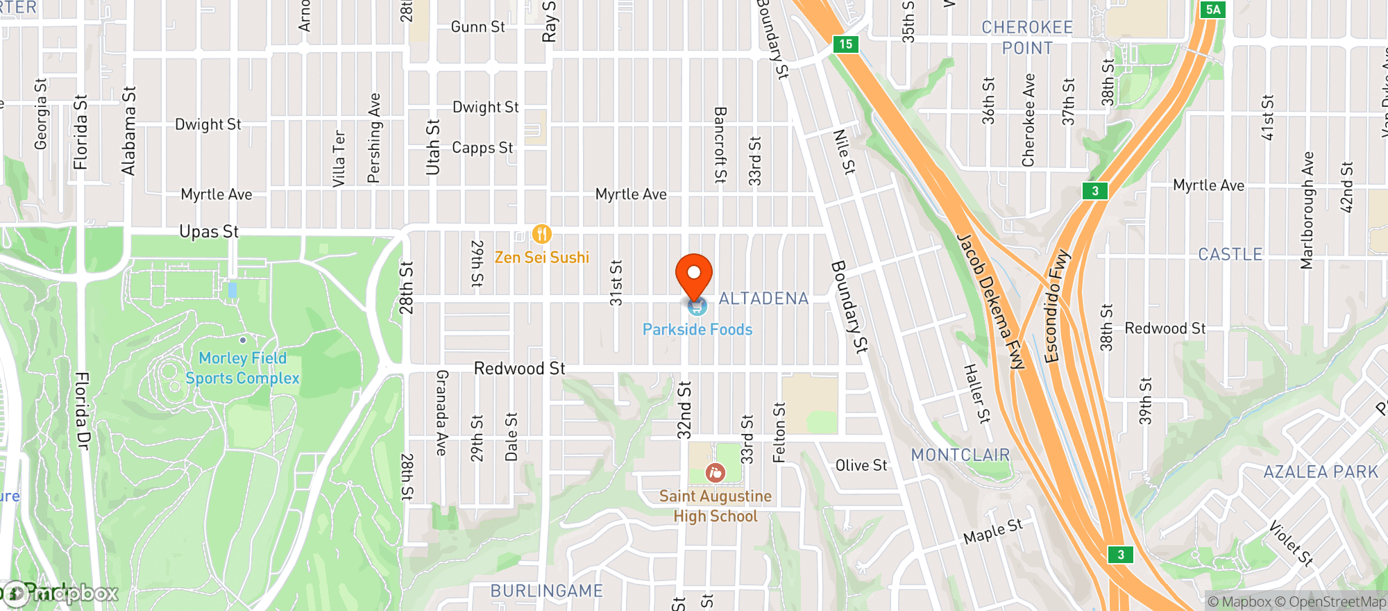 Map showing Parkside Market