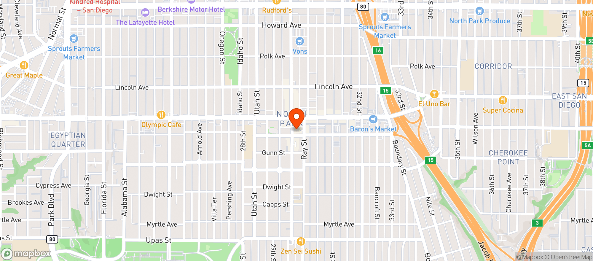 Map showing True North Tavern