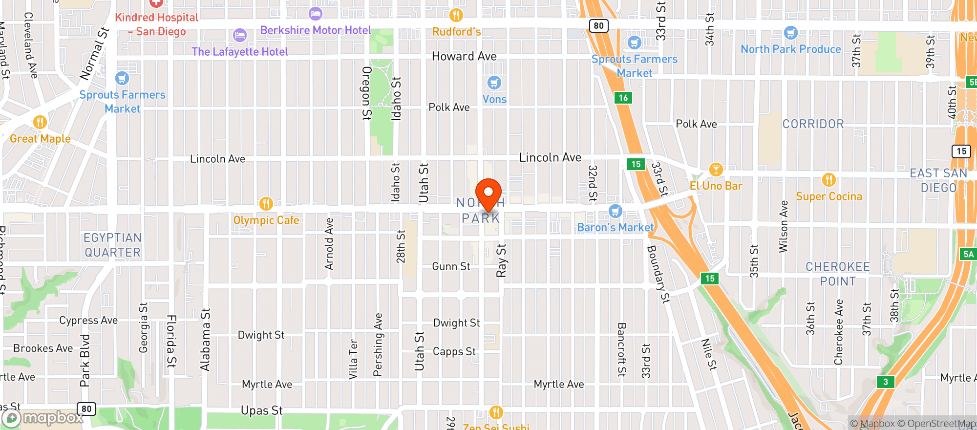 Map showing Bottlecraft North Park