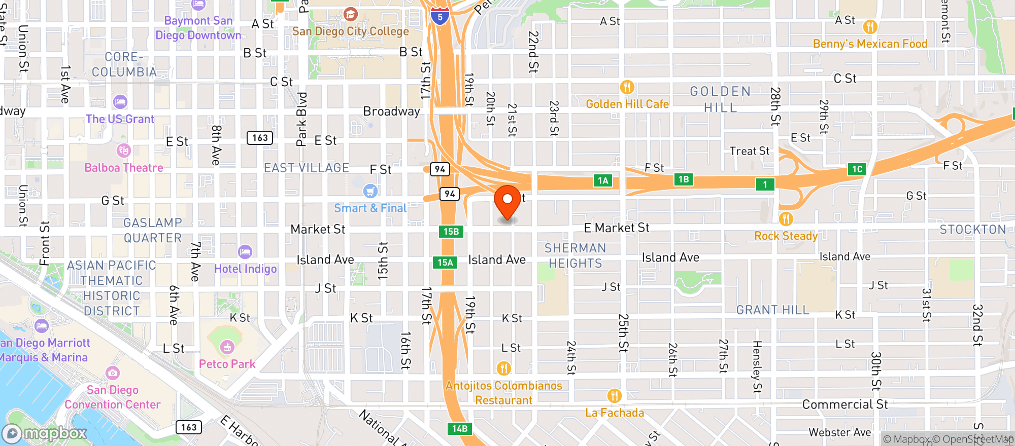 Map showing Golden Hill Market