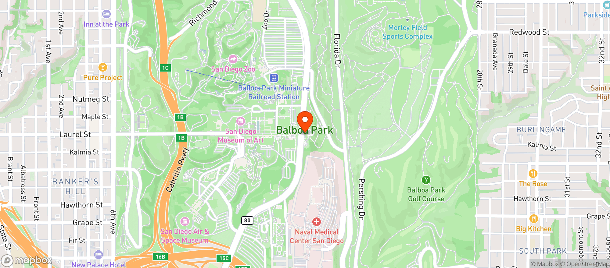 Map showing Balboa Park