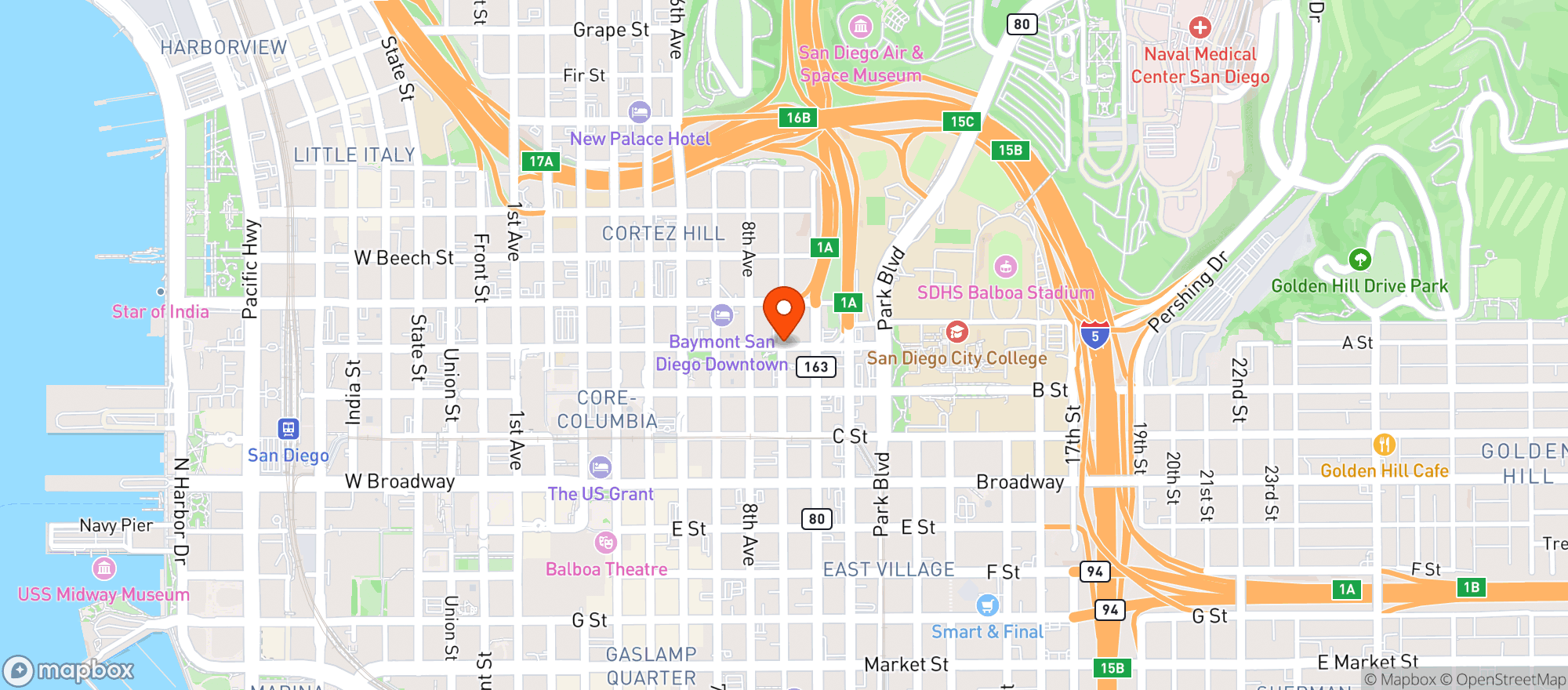 Map showing Cortez Hill Market & Deli