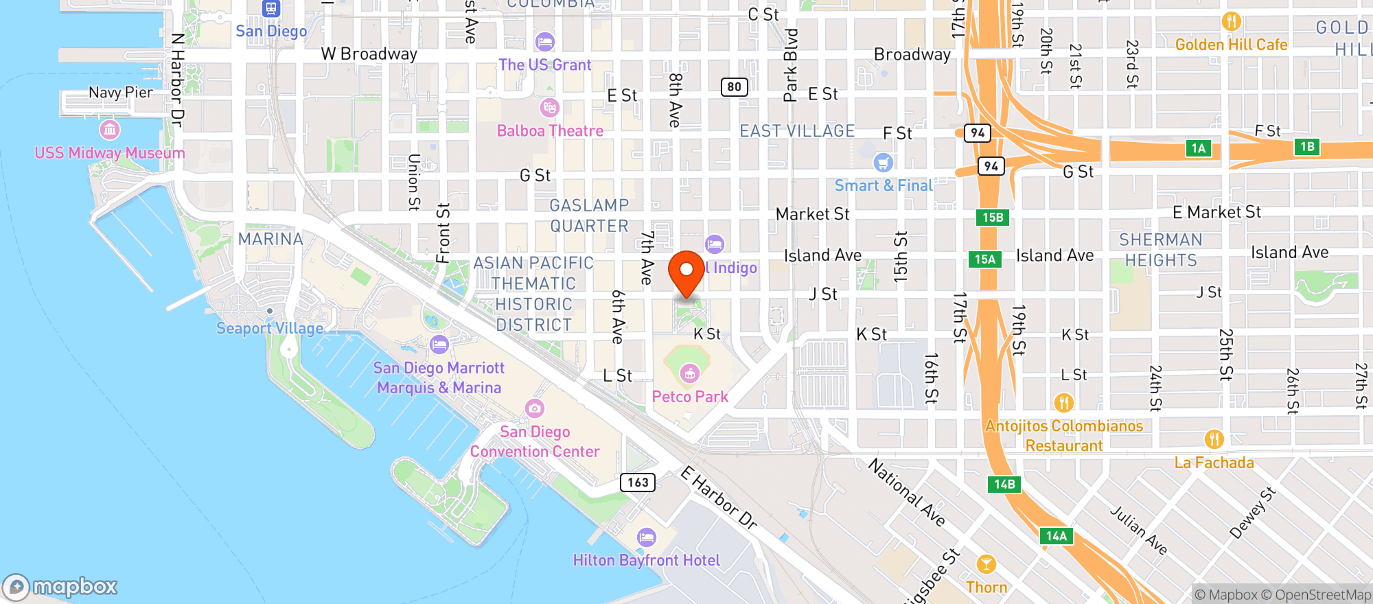 Map showing Toms Watch Bar