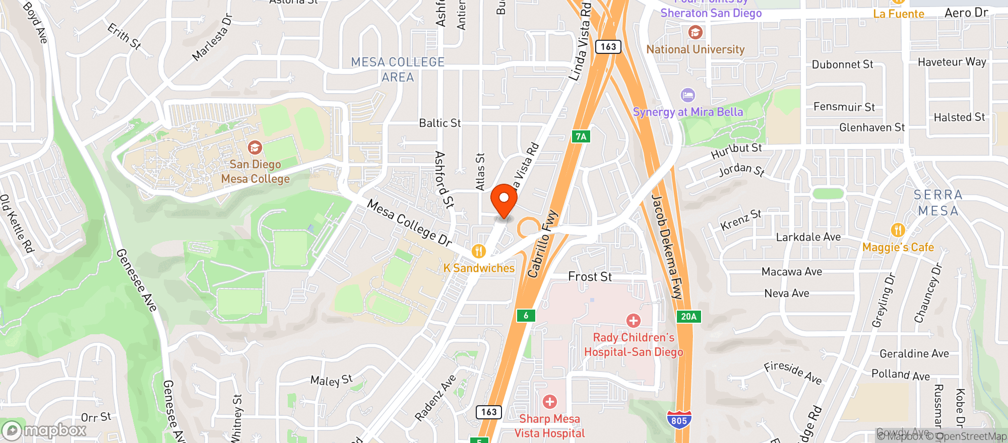 Map showing Kearney Mesa Market