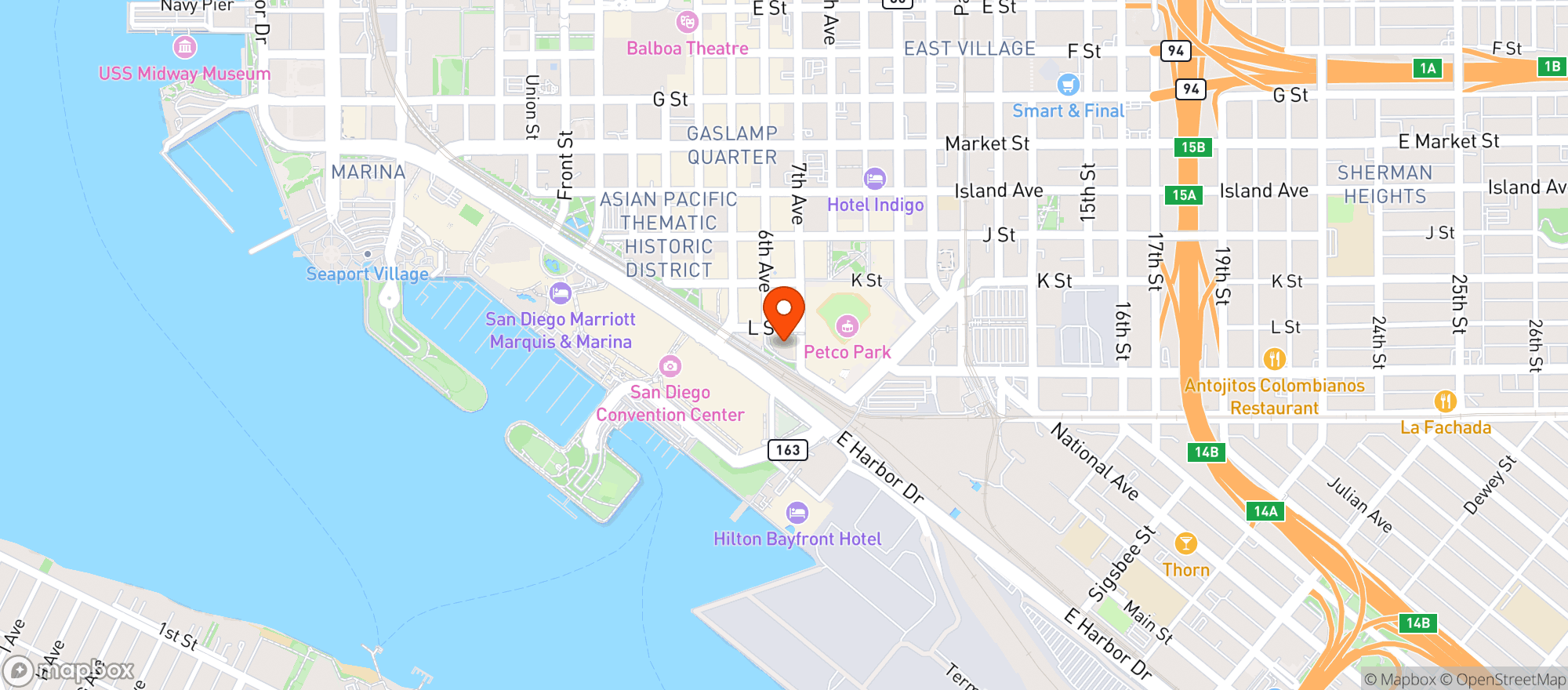 Map showing Omni Hotel