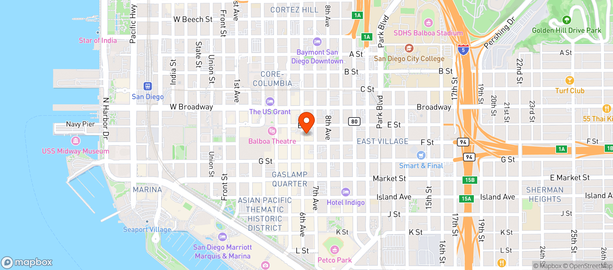 Map showing Moxy Hotel