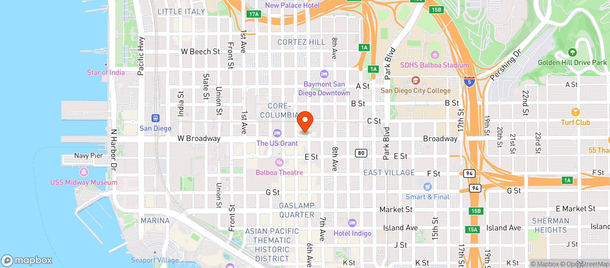 Map showing Courtyard By Marriott #sancd