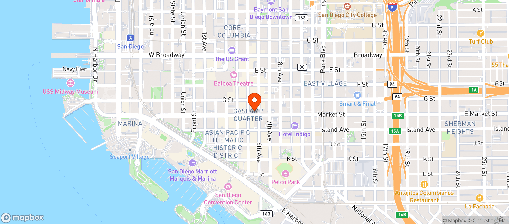 Map showing Side Bar Ciros Pizza