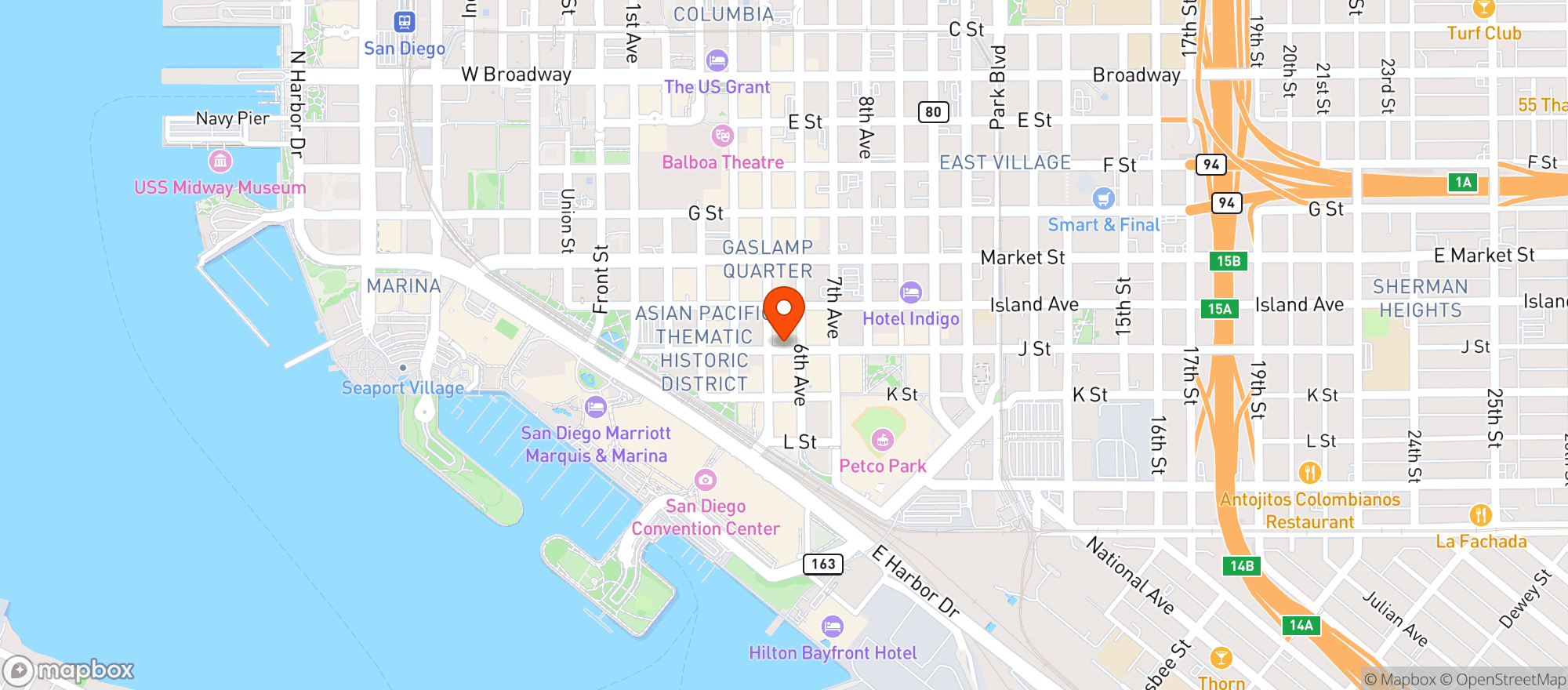 Map showing Pendry Hotels
